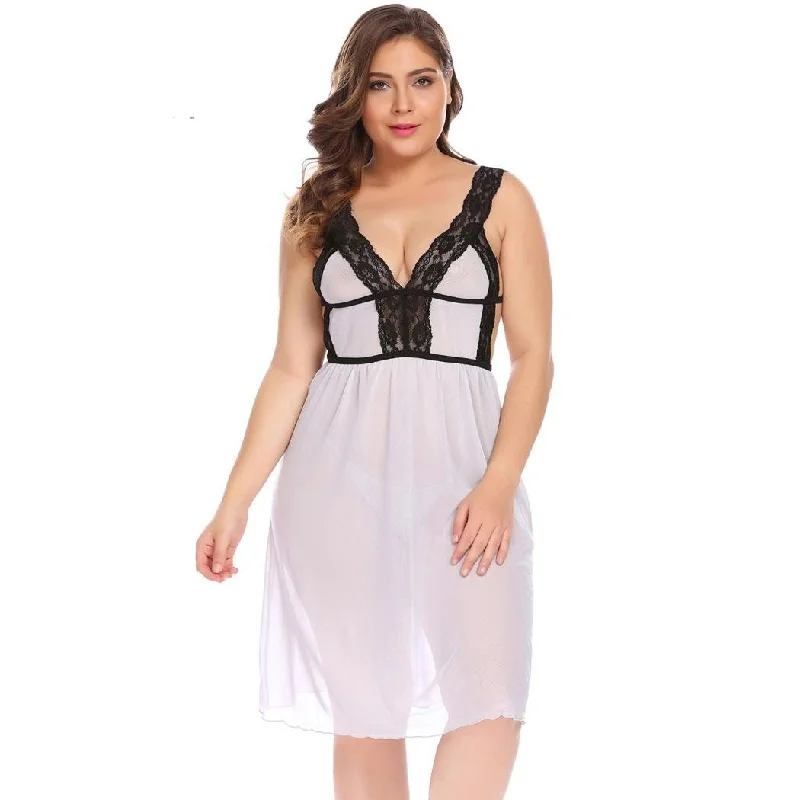 ANALUKE Chemise Sheer Babydoll Set Sleepwear