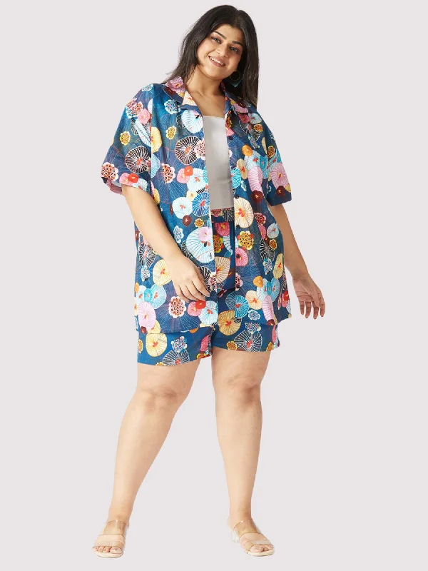 Blooming Wheels Plus Size Women's Half Co-ord Set