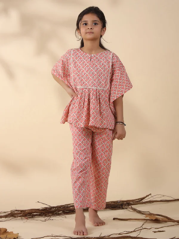 Kids Pure Cotton Rust Colour Printed Night suits