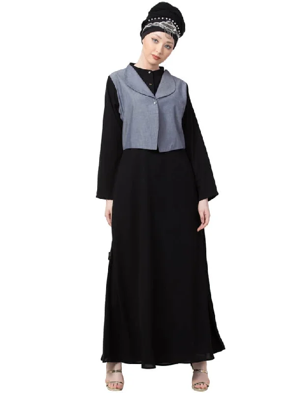 Arabic Extra contrast Jacket executive Abaya Blue