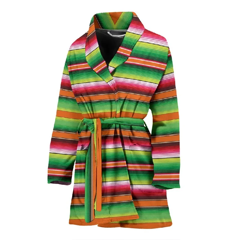 Baja Serape Mexican Blanket Pattern Print Women Long Robe