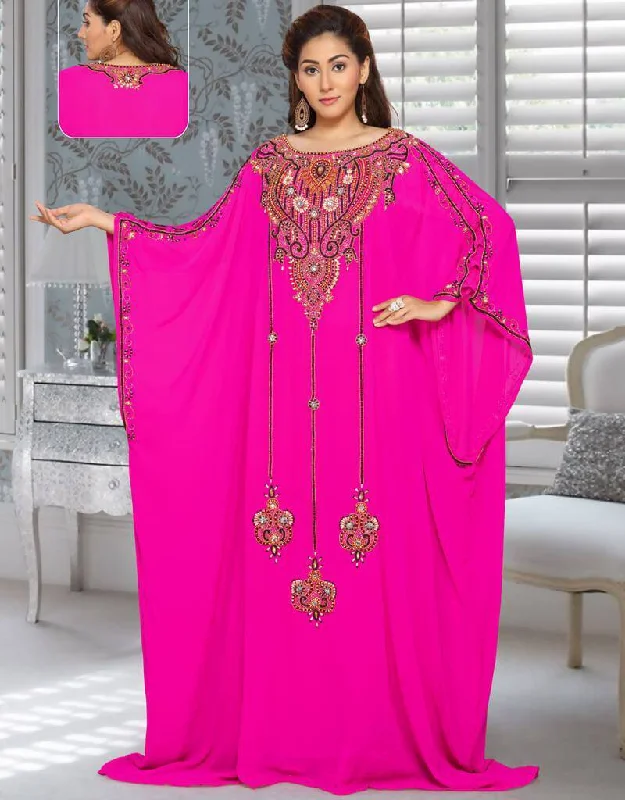 Florosant Kaftan With Multi Color Embroidery