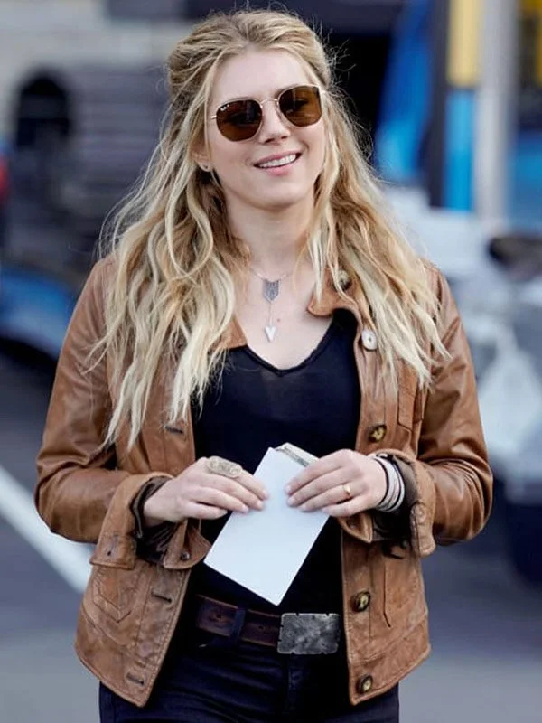 Katheryn Winnick Big Sky Jenny Brown Leather Jacket