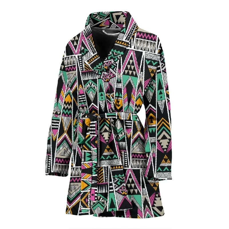 Native American Aztec Tribal Navajo Indians Print Women Long Robe