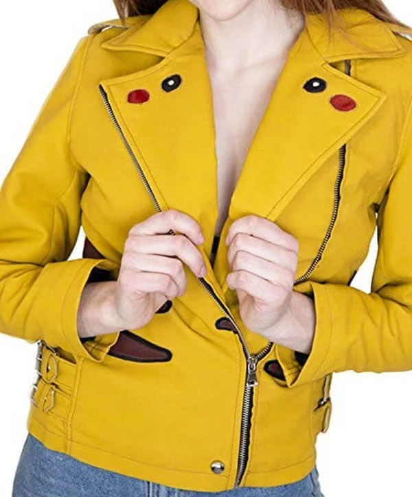 Pikachu Pokemon Yellow Leather Jacket