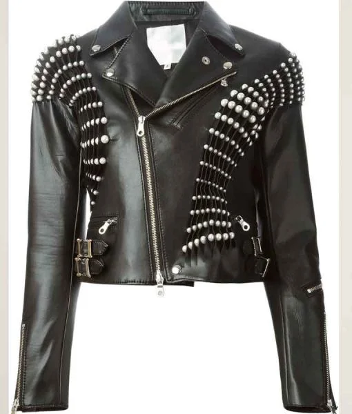 RHOBH Erika Jayne Pearl Pleated Biker Jacket