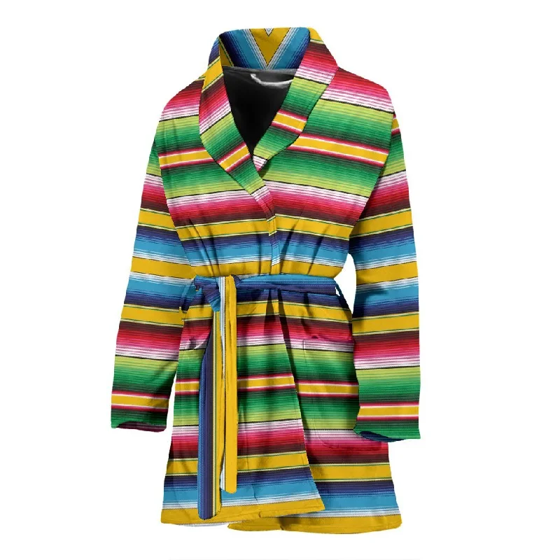 Serape Mexican Blanket Baja Pattern Print Women Long Robe