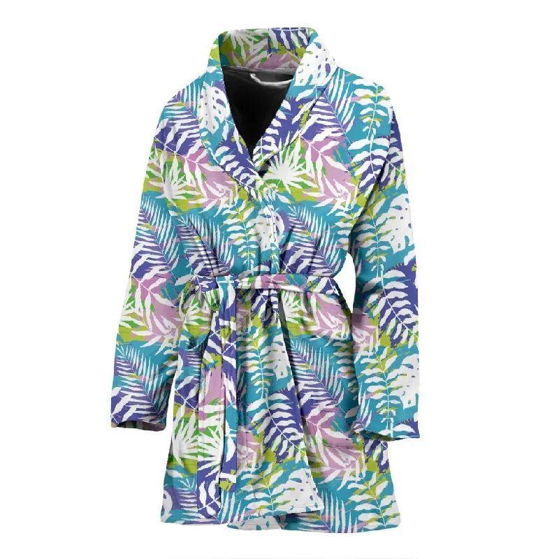 Tropical Palm Leaves Hawaiian Pattern Print Women Long Robe