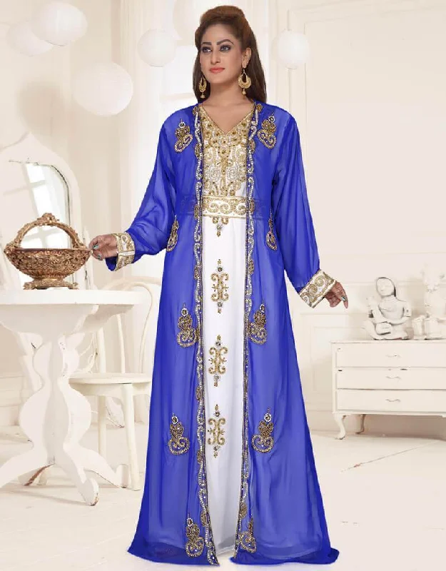 V neck Jacket Style embroidered kaftan