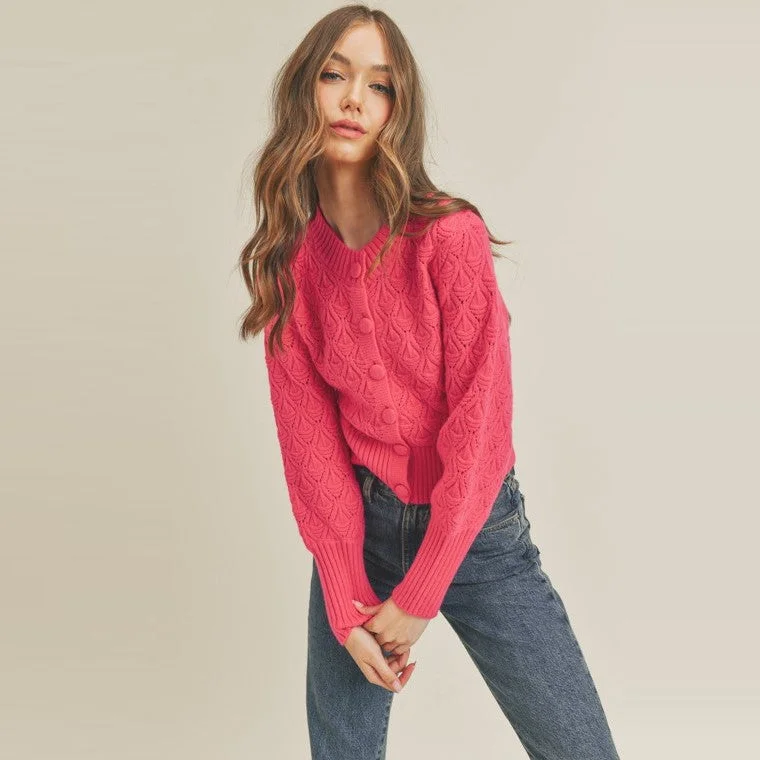 Button Front Cardigan (Fuchsia)