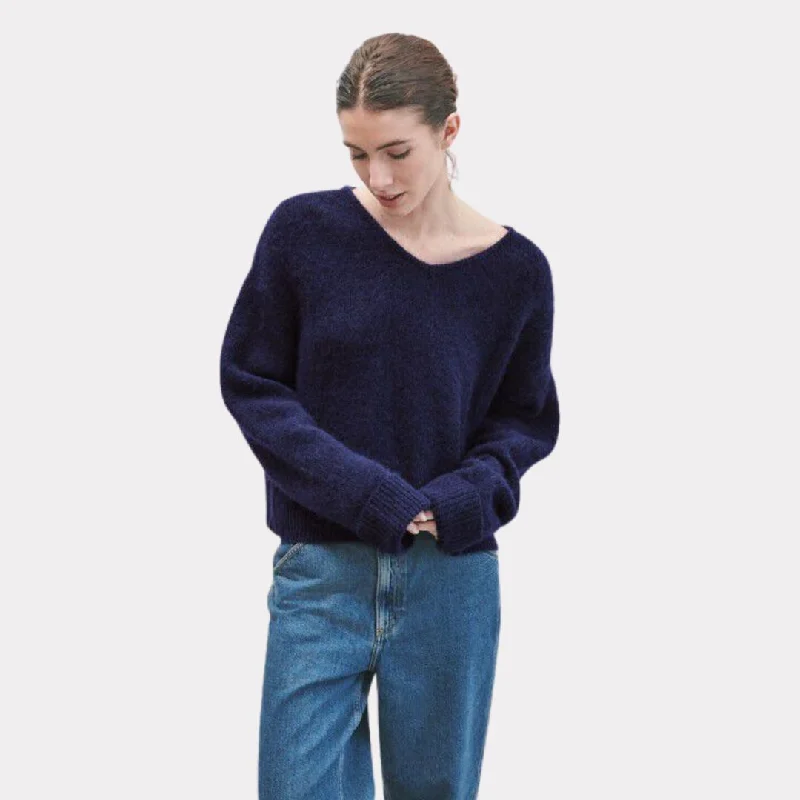 East V-Neck Knit Jumper (Navy Melange)