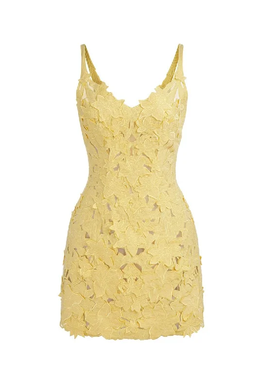 MULAN YELLOW FLOWER MINI DRESS