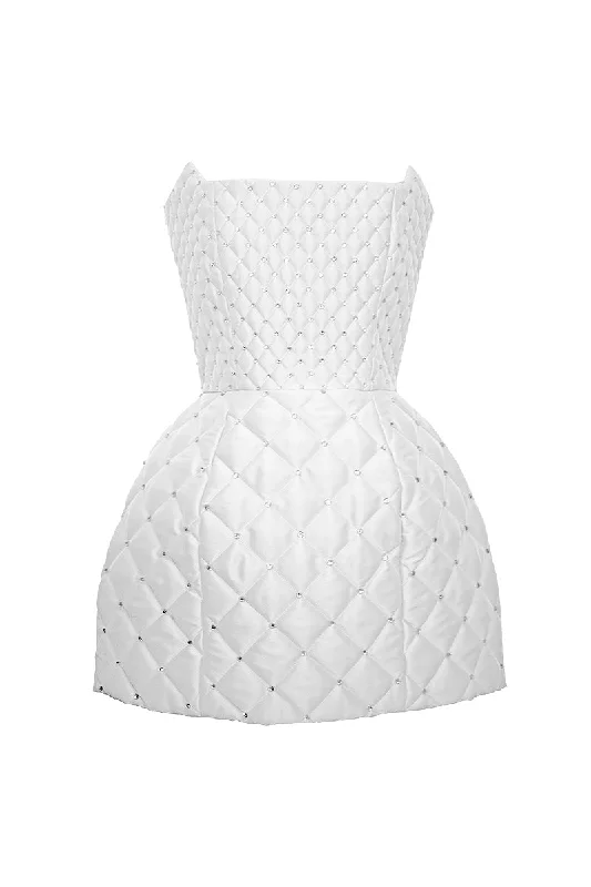 QUILTED MINI DRESS IN WHITE