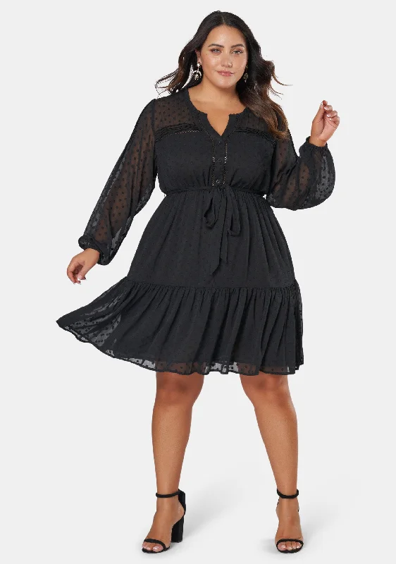 Sheer Silhouette Smock Dress