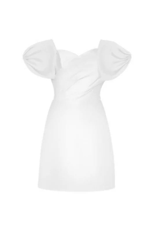 WINNIE WHITE BOW TIE A-LINE MINI DRESS