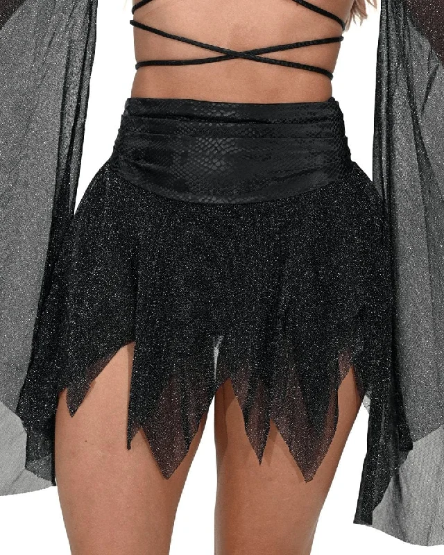 Black Pixie Mesh Mini Skirt