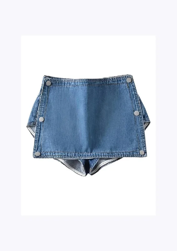 Denim Button Mini Skirt