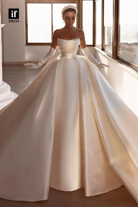 30506 - Ball Gown Strapless Pearls Luxury Wedding Dress