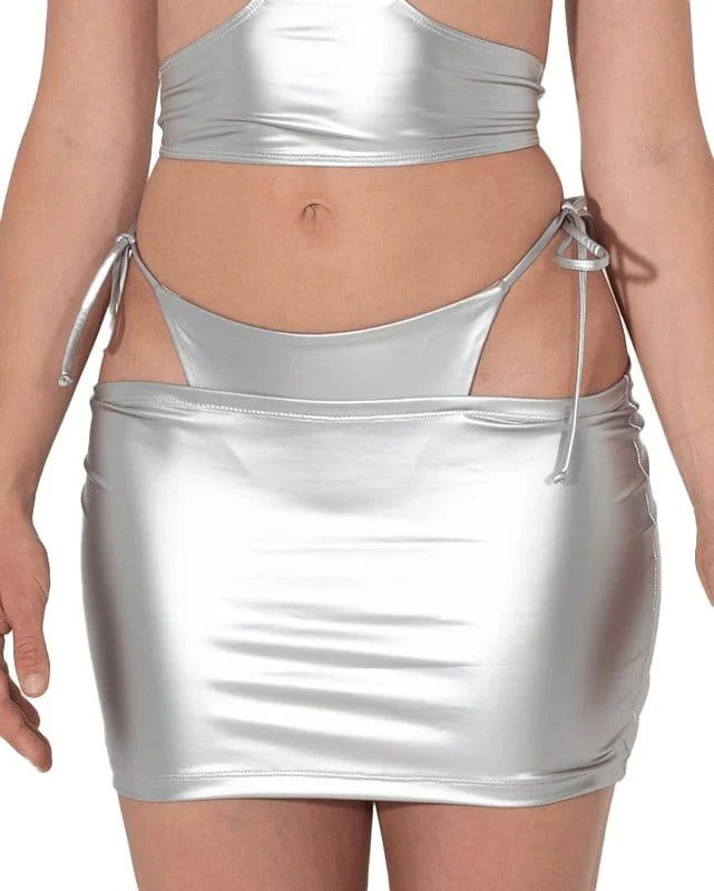 Metallic Built-In Bikini Mini Skirt