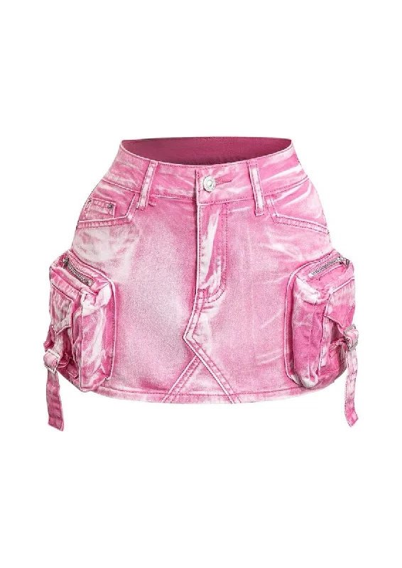 Pink Denim mini skirt