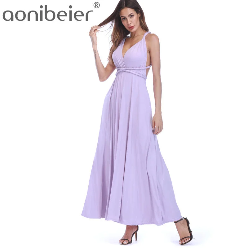 Aonibeier   Women Maxi Club Dress Bandage Long Party Multiway Swing Dresses Convertible Infinity Robe Longue Famle