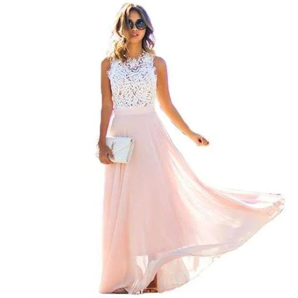 Summer Chiffon Long Dress, elegant formal sleeveless US 2-14