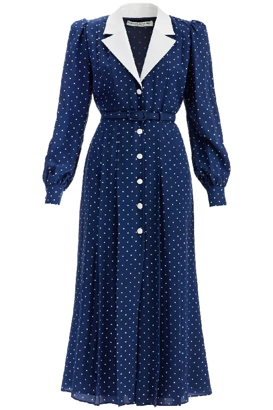 midi dress with mikado collar in FABX3888 F4378 NAVY BLUE-WHITE