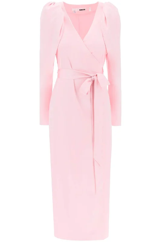 satin wrap midi dress with a crossover 112165345 Blushing Bride