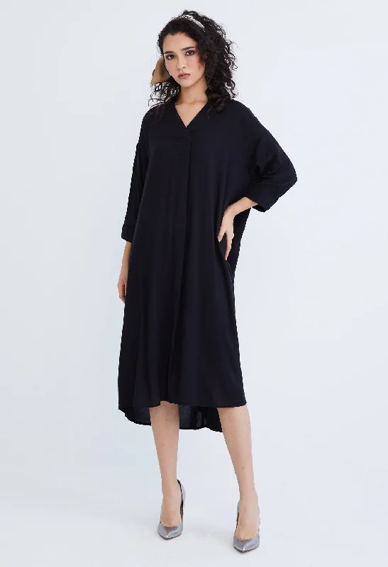 Slip-On Dress with Folded Cuff Sleeve