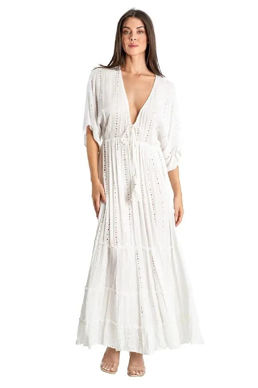 White embellished Maxi Resort Vacation Dress