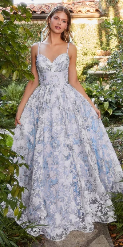 Andrea & Leo A1132 Long Floral Printed A-Line Organza Gown