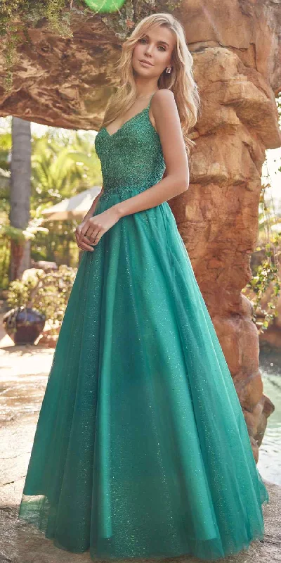 Juliet 268 Embroidered Sparkle Tulle Ball Gown