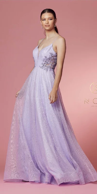 Nox Anabel T1033 Glitter Mesh Skirt A-Line Ball Gown