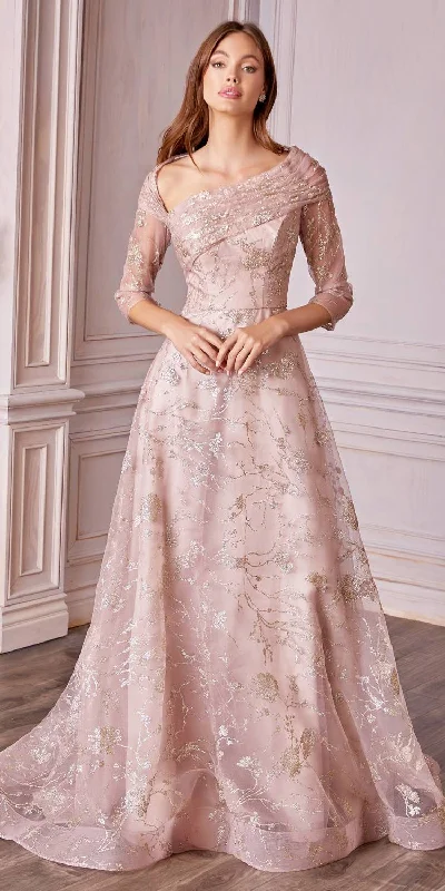 Andrea & Leo A1030 Golden Foliage A-Line Mid Sleeve Gown