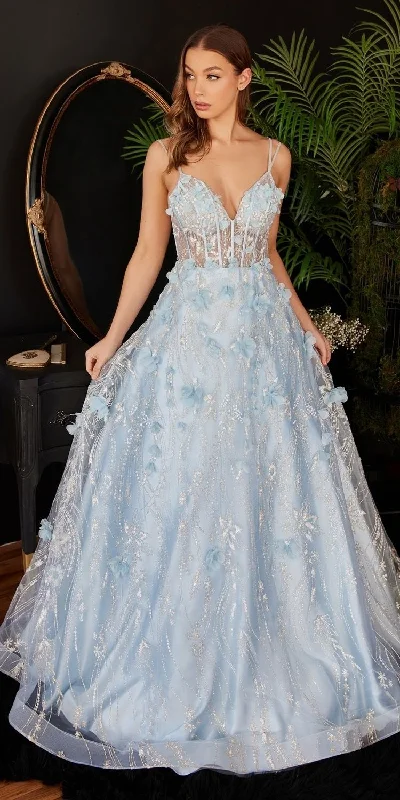 Ladivine CB105 Floor Length Floral Applique A-Line Ball Gown