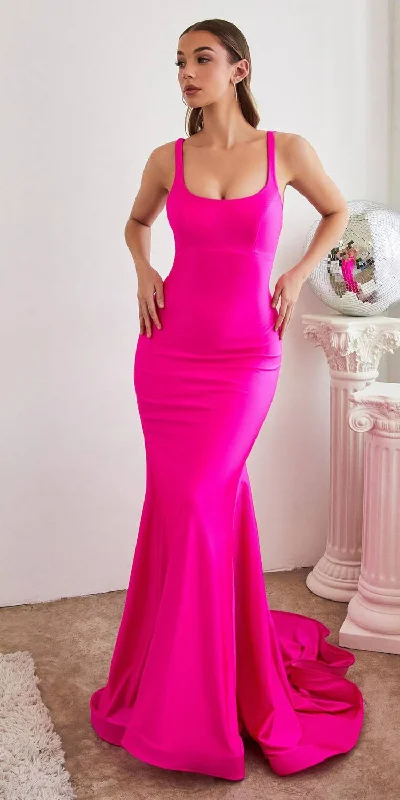 Ladivine CD2219 Long Stretch Mermaid Gown with Lace up back