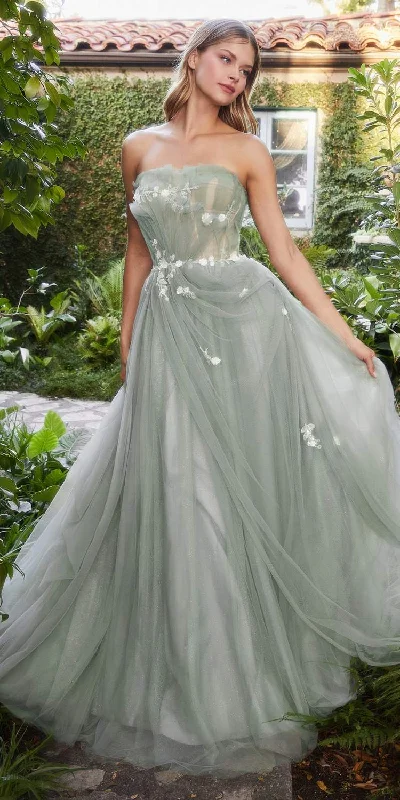 Andrea & Leo A1015 Sage Pleated Drape A-Line Ball Gown