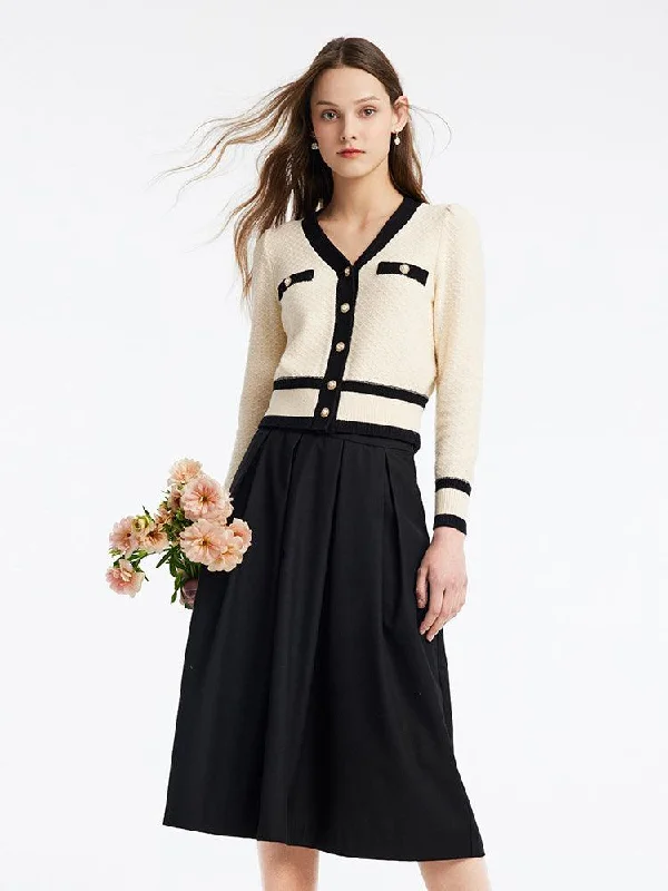 Classic Tweed Jacquard Cardigan And Skirt Two-Piece Suit