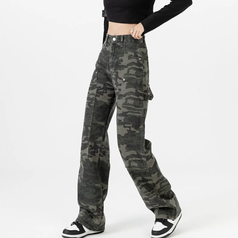 NiDELL: Glamorous Summer Camouflage Long Pants For Women