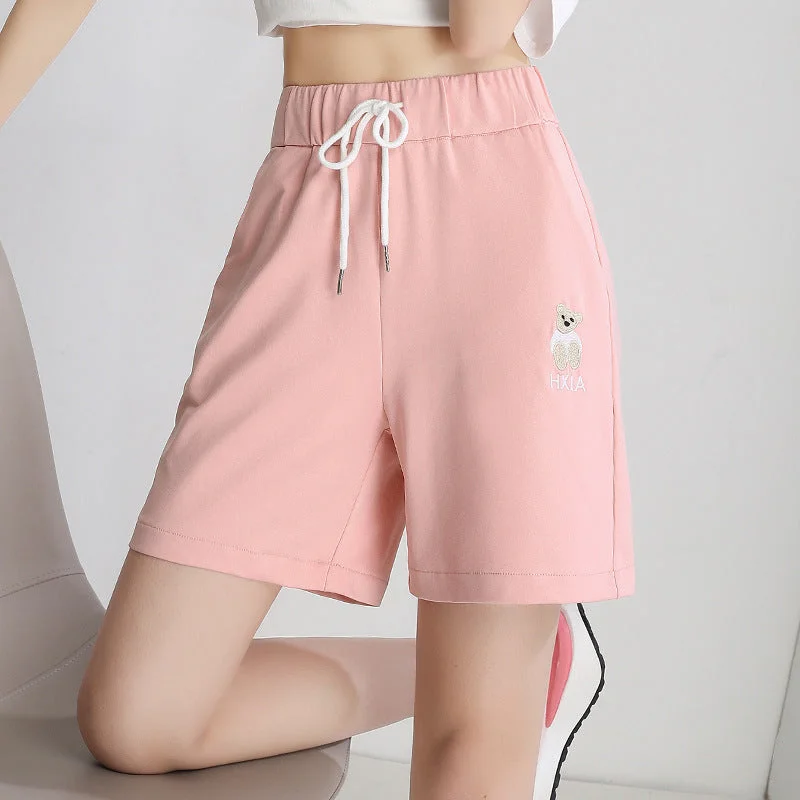 NiDELL High Waist Loose Sports and Leisure Shorts Women's Summer . New A- line Wide Leg Outdoor Wear Hot Pants Trendy Ins Thin