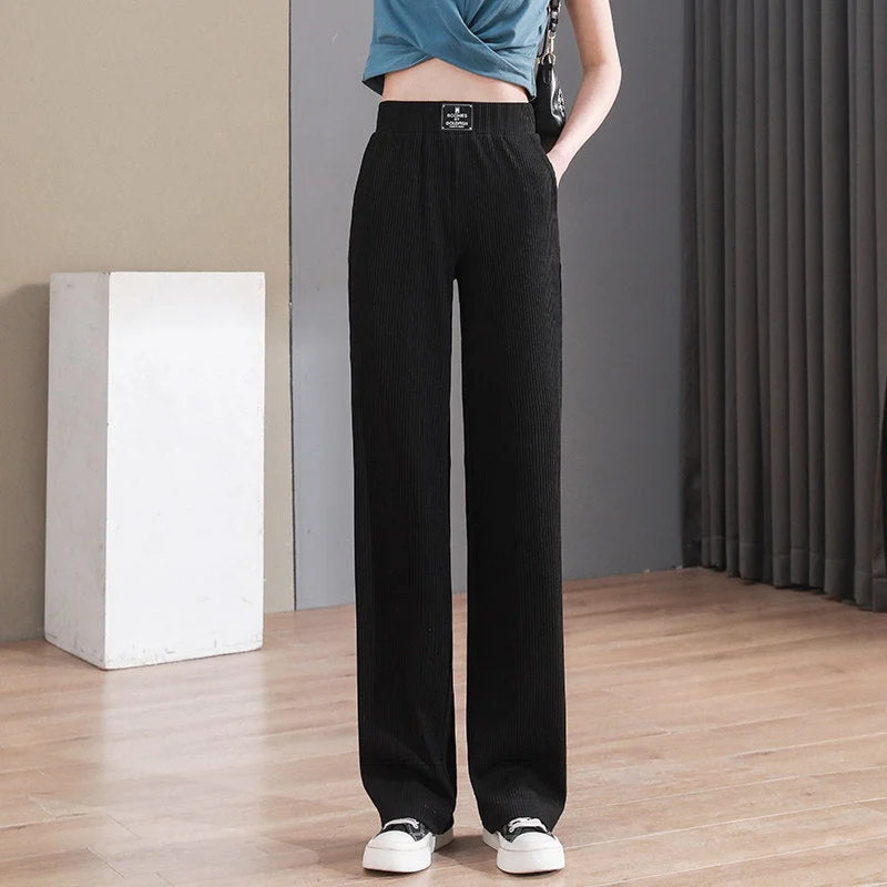 NiDELL White Wide Leg Pants Women's Spring and Summer Pants Summer High Waist Draping . New Loose Mop Straight Women's Casual Pants