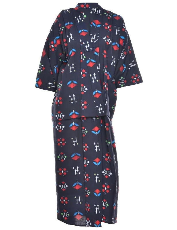 Abstract Print Full Length Kimono - L