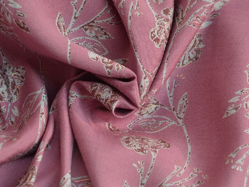 Light Pink Floral Premium Modal Chanderi Silk Fabric