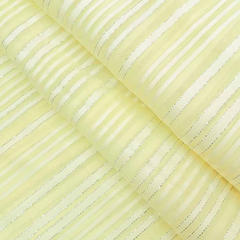 Light Yellow Stripes Printed Georgette Fabric