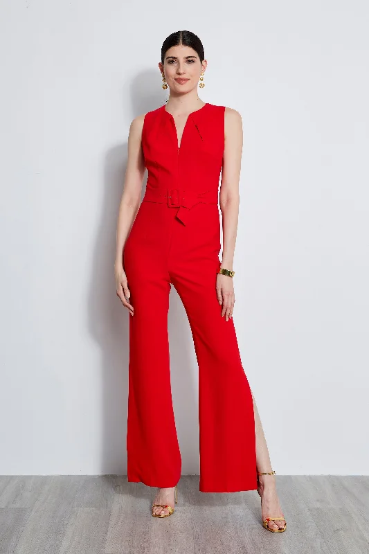 Belted Slit Jumpsuit