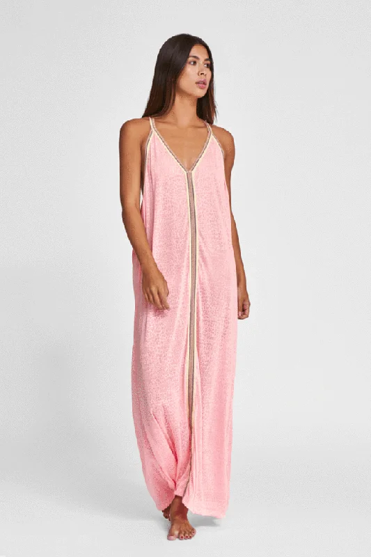 Loungewear Dress - Cheetah Sundress Salmon Pink