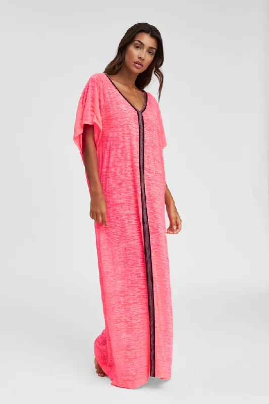 Neon Pink Swimsuit Cover Up - Inca Abaya Hot Pink