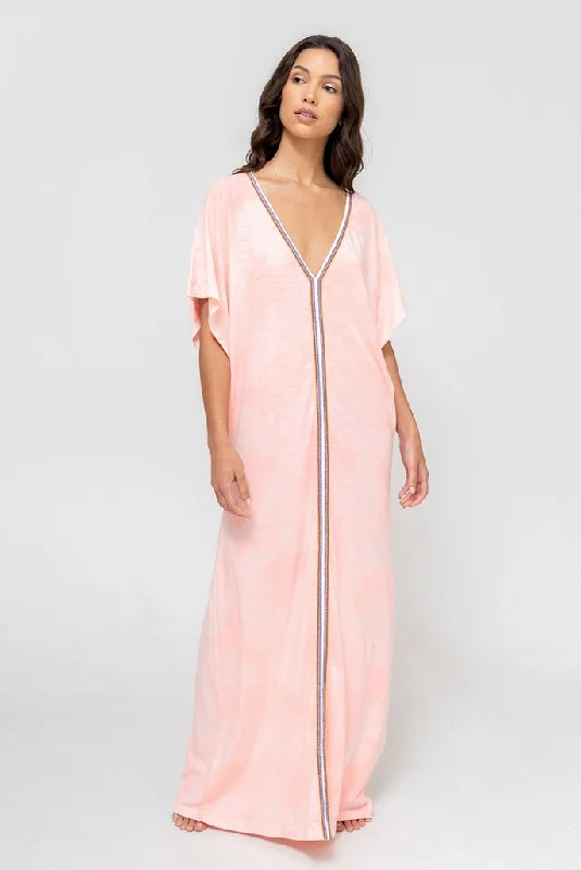 Soft Pink Beach Cover Up - Tie Dye Inca Abaya Coral