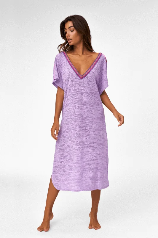 Lightweight Beach Cover Up Dress - V-Back Dress Lavender