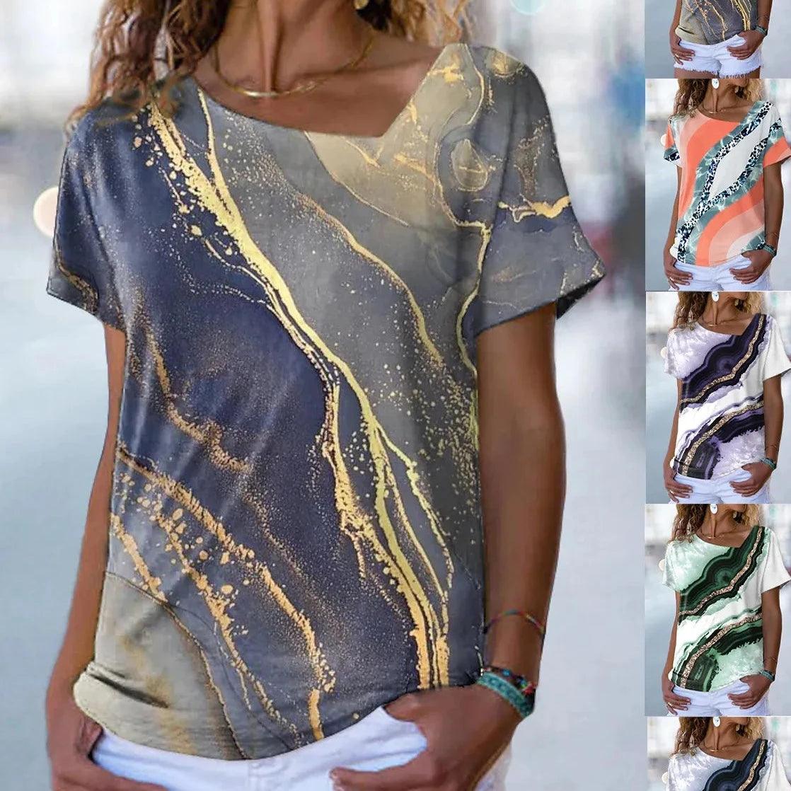 Women's T Shirt Graphic Print V Neck Basic Tops  XS-8XL/3D Printing